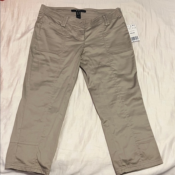 Mango Sheen Beige CaprisTrousers with - Picture 1 of 9
